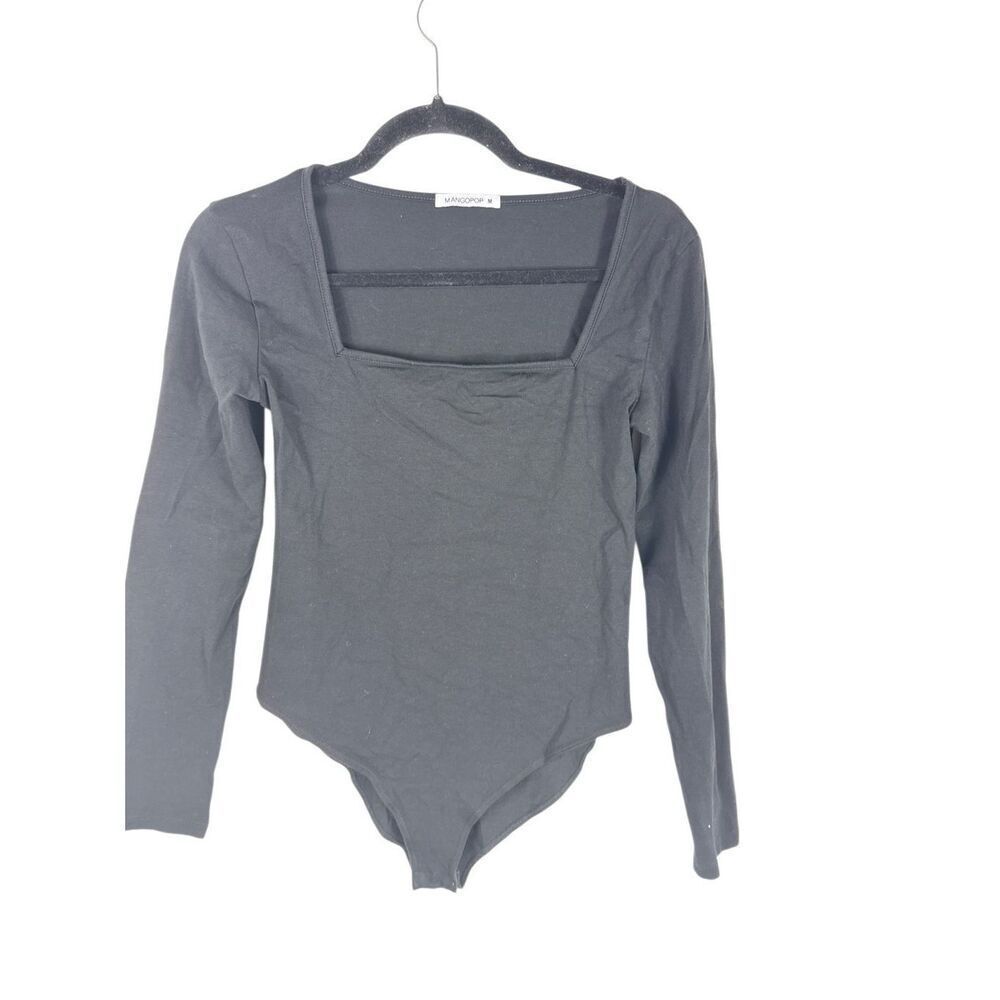 Mango Black Square Neck Bodysuit- size m